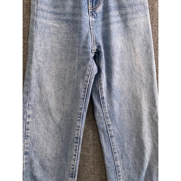 Stonewash Blue Denim Jeans High Waist Straight Leg 5 Pocket Tall Women NO TAG S - Picture 7 of 14